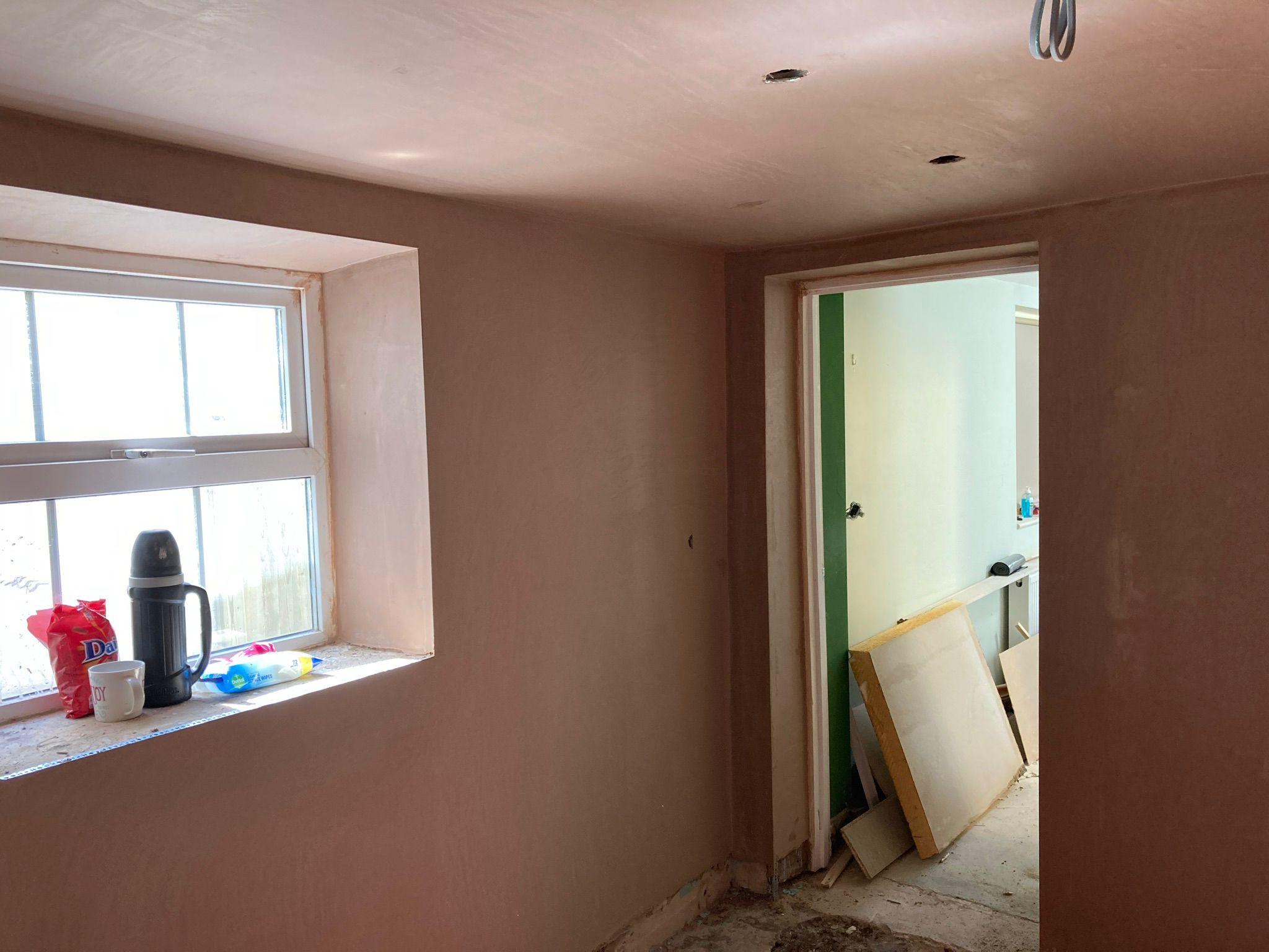 Walls and ceiling plastered Walls and ceiling plastered